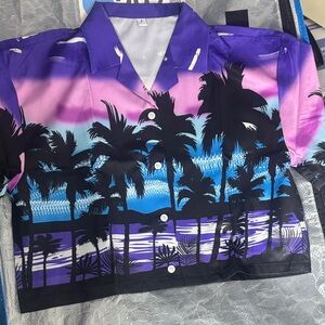 Tropical Palm Tree Button-Up Shirt
